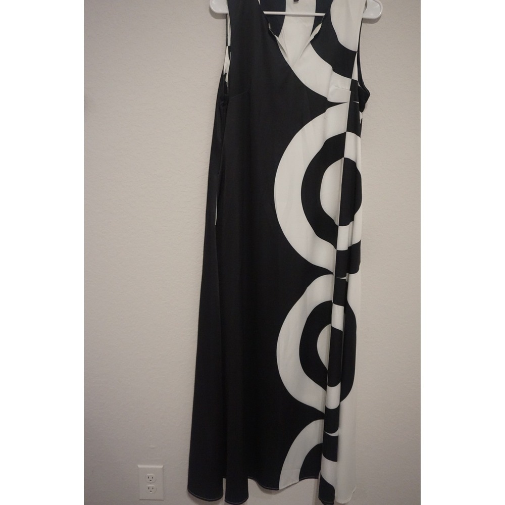 Beulah Style Black White Geometric Circle Print Maxi Dress MC3824 Womens Medium